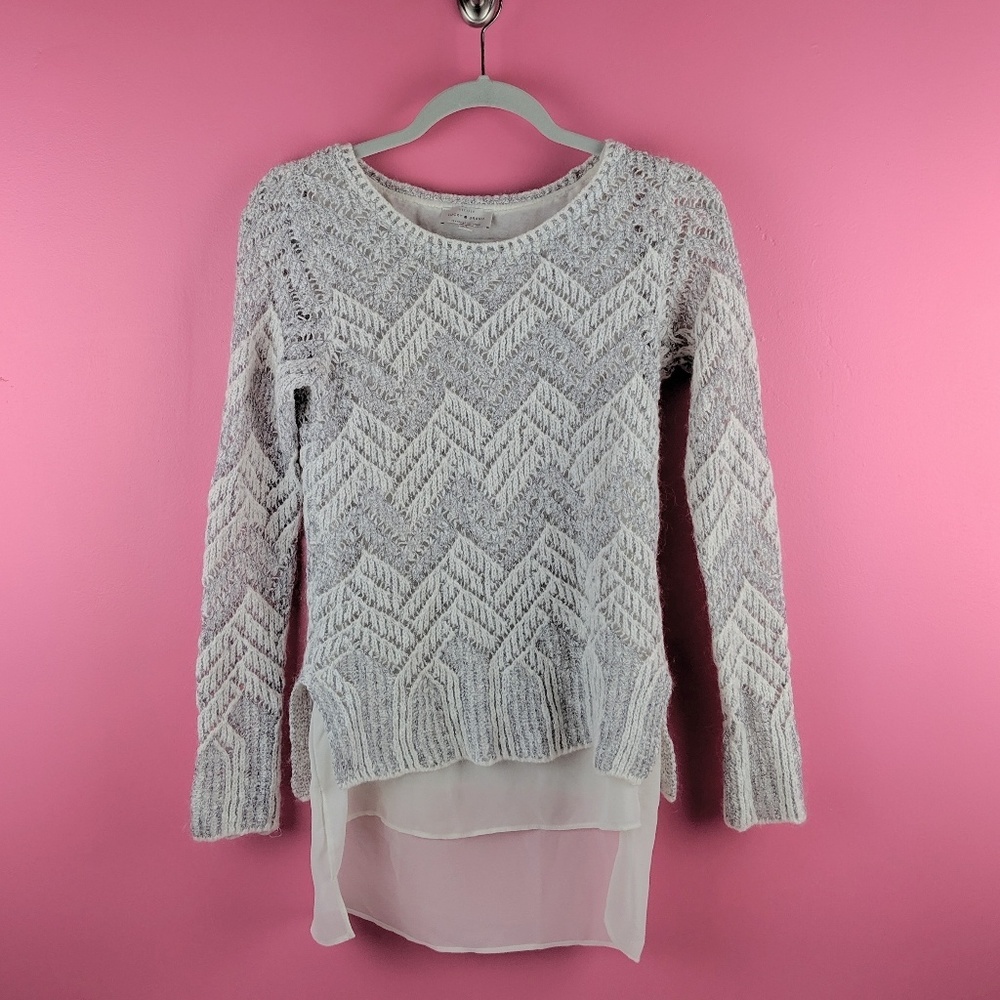 Lucky Brand White and Silver Tunic Sweater - Sz. S